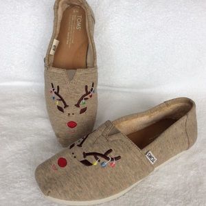 Toms shoes slip ons reindeer decoration size 8
